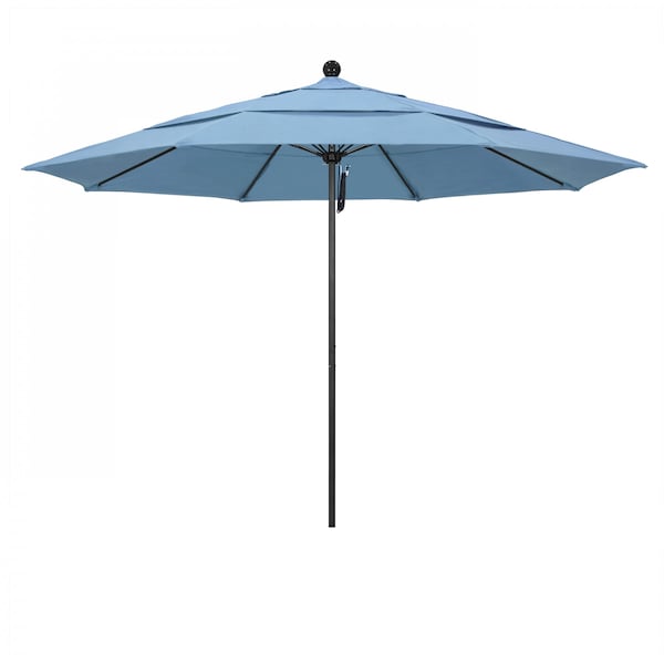 California Umbrella 11' Black Aluminum Market Patio Umbrella, Sunbrella Air Blue 194061333280 - main
